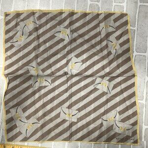 Samaritaine Paris Cotton Bows Stripe Scarf Brawn and Yellow 16”X16”.